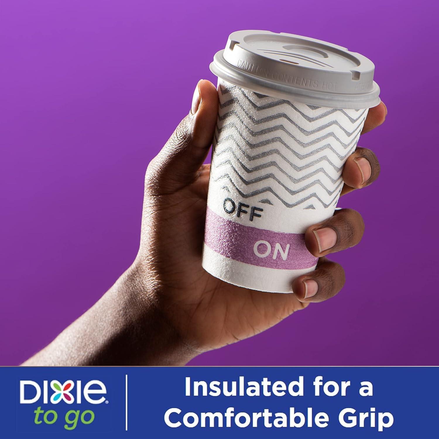 image:imageDixie To Go Paper Coffee Cups With Lids 12 oz 66 ct Disposable Insulated Paper Cups for OnTheGo Hot or Cold Beverages12 Ounces 14 Count Pack of 2