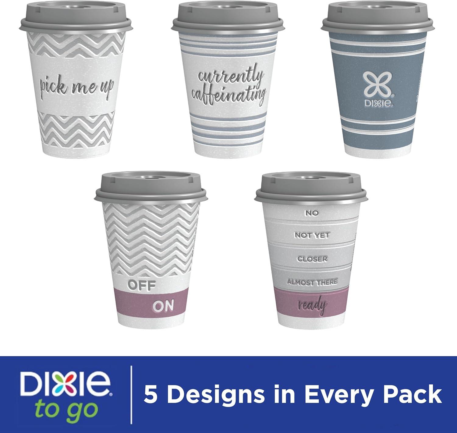 image:imageDixie To Go Paper Coffee Cups With Lids 12 oz 66 ct Disposable Insulated Paper Cups for OnTheGo Hot or Cold Beverages12 Ounces 14 Count Pack of 2