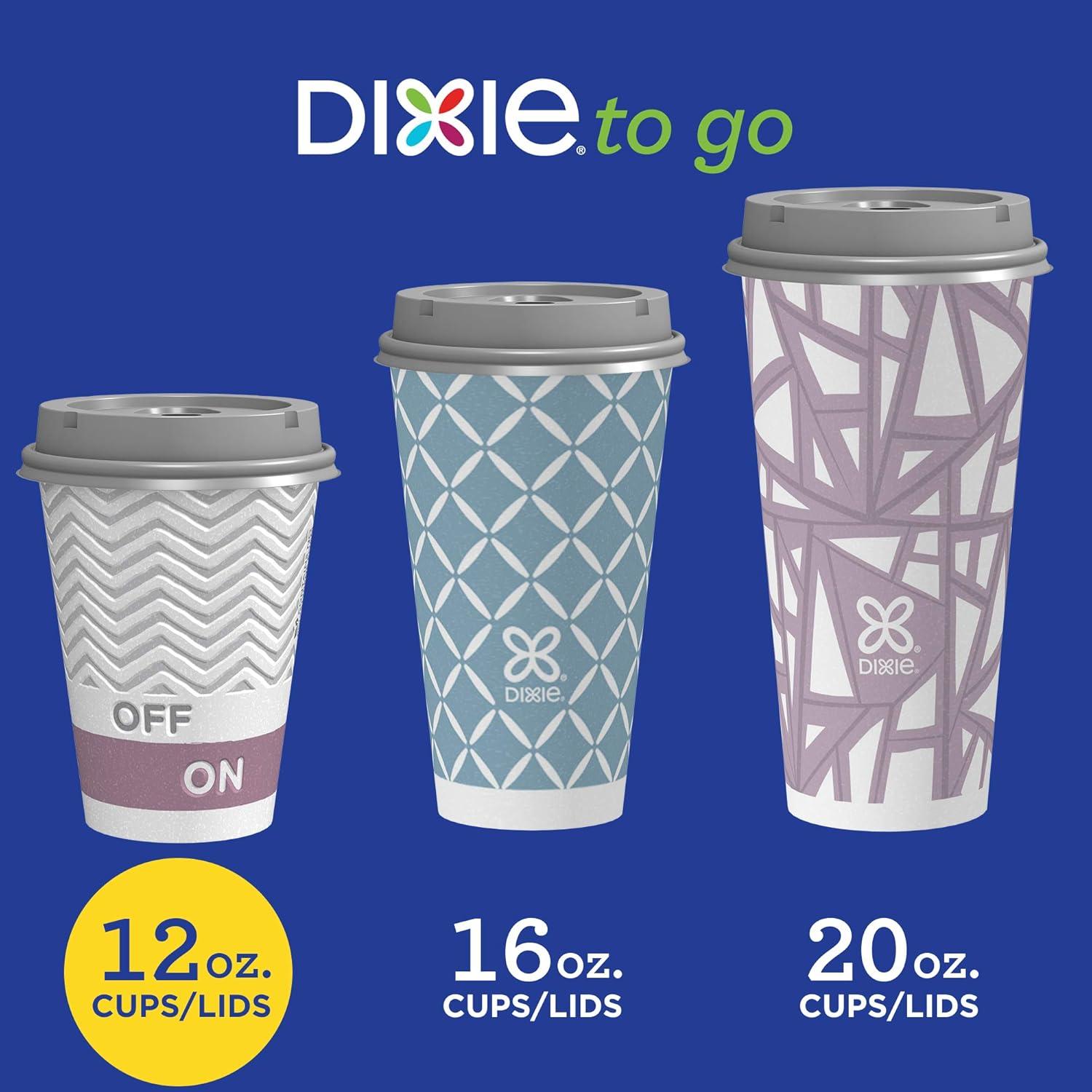 image:imageDixie To Go Paper Coffee Cups With Lids 12 oz 66 ct Disposable Insulated Paper Cups for OnTheGo Hot or Cold Beverages12 Ounces 14 Count Pack of 2