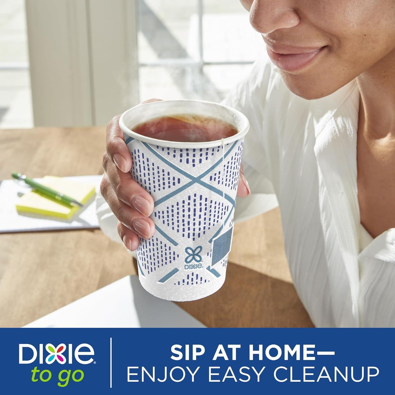 image:imageDixie To Go Paper Coffee Cups With Lids 12 oz 66 ct Disposable Insulated Paper Cups for OnTheGo Hot or Cold Beverages12 Ounces 14 Count