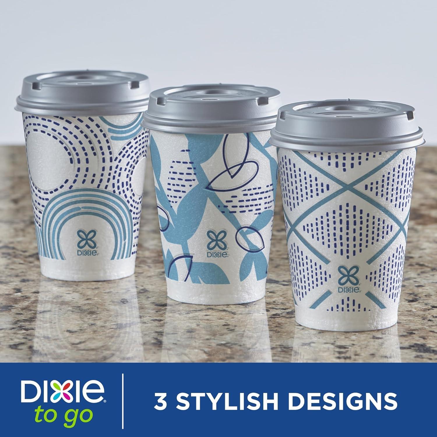 image:imageDixie To Go Paper Coffee Cups With Lids 12 oz 66 ct Disposable Insulated Paper Cups for OnTheGo Hot or Cold Beverages12 Ounces 156 Count