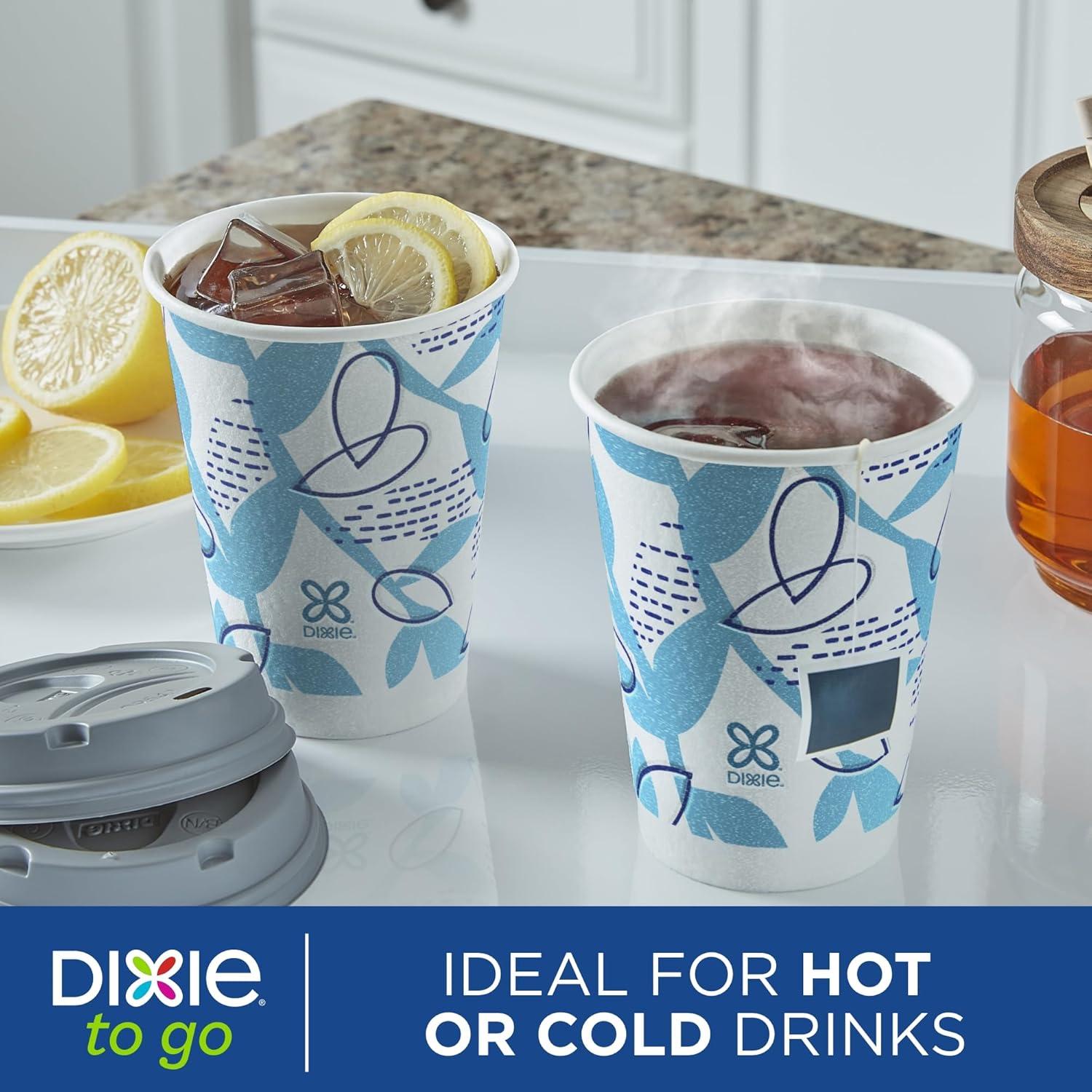 image:imageDixie To Go Paper Coffee Cups With Lids 12 oz 66 ct Disposable Insulated Paper Cups for OnTheGo Hot or Cold Beverages12 Ounces 156 Count