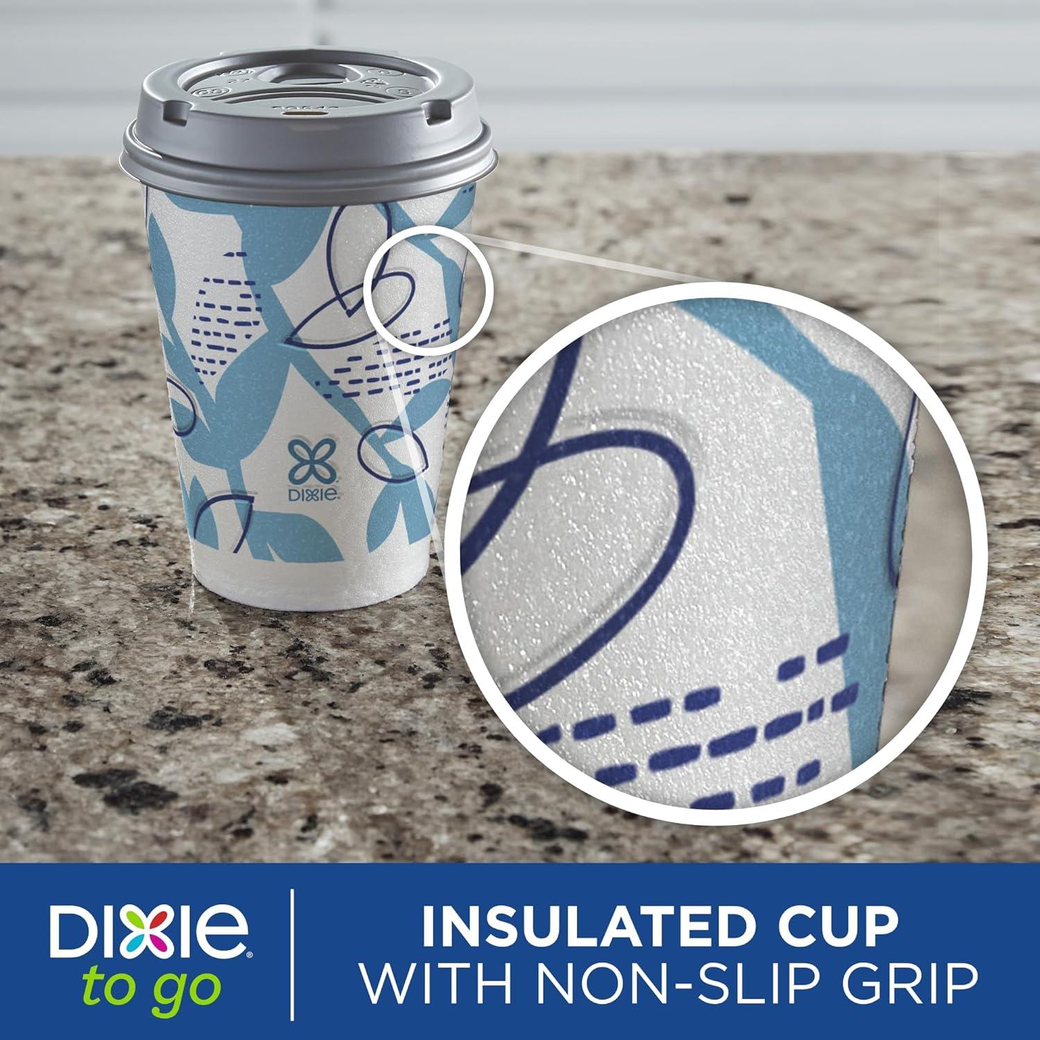 image:imageDixie To Go Paper Coffee Cups With Lids 12 oz 66 ct Disposable Insulated Paper Cups for OnTheGo Hot or Cold Beverages12 Ounces