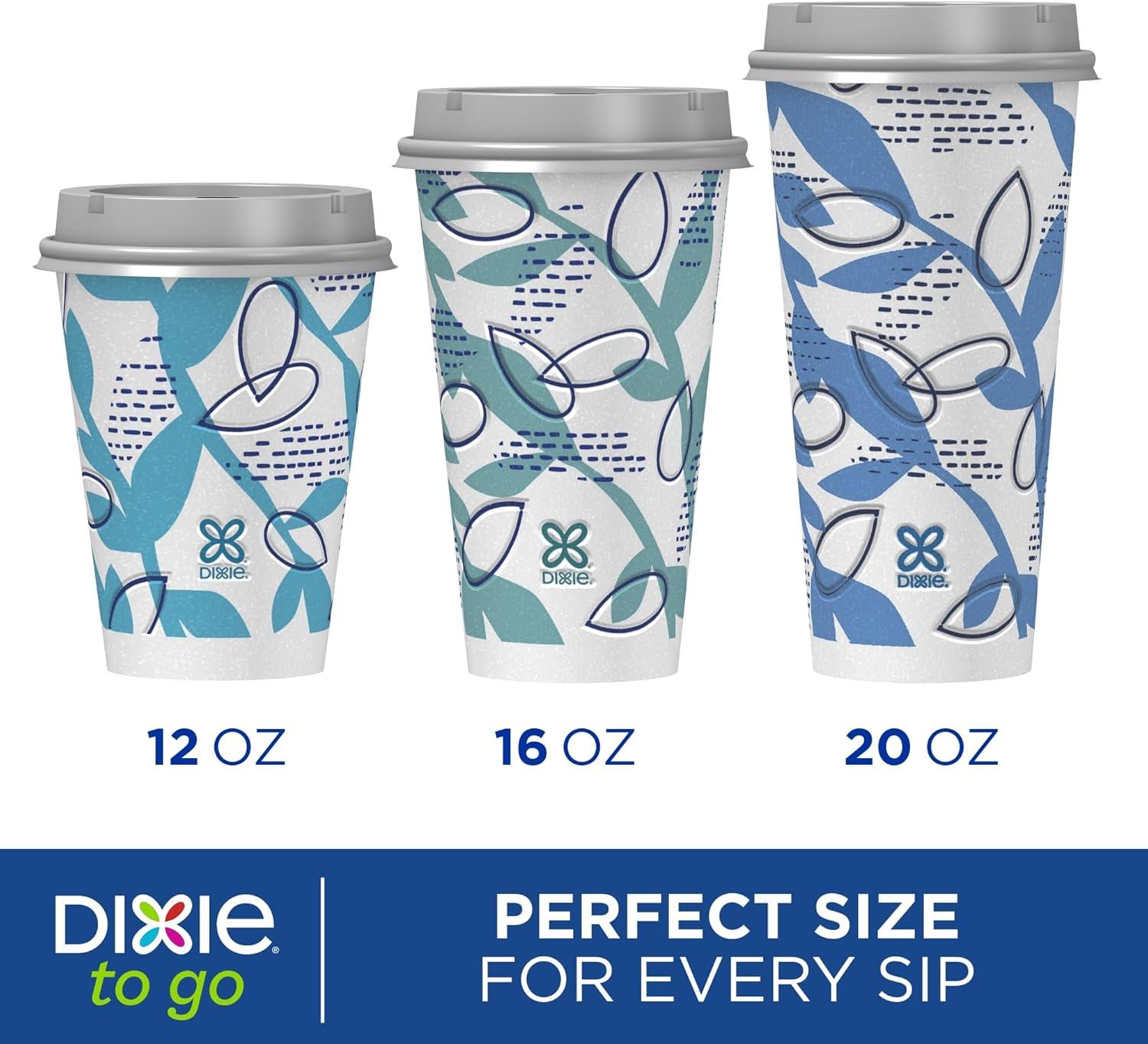 image:imageDixie To Go Paper Coffee Cups With Lids 12 oz 66 ct Disposable Insulated Paper Cups for OnTheGo Hot or Cold Beverages12 Ounces