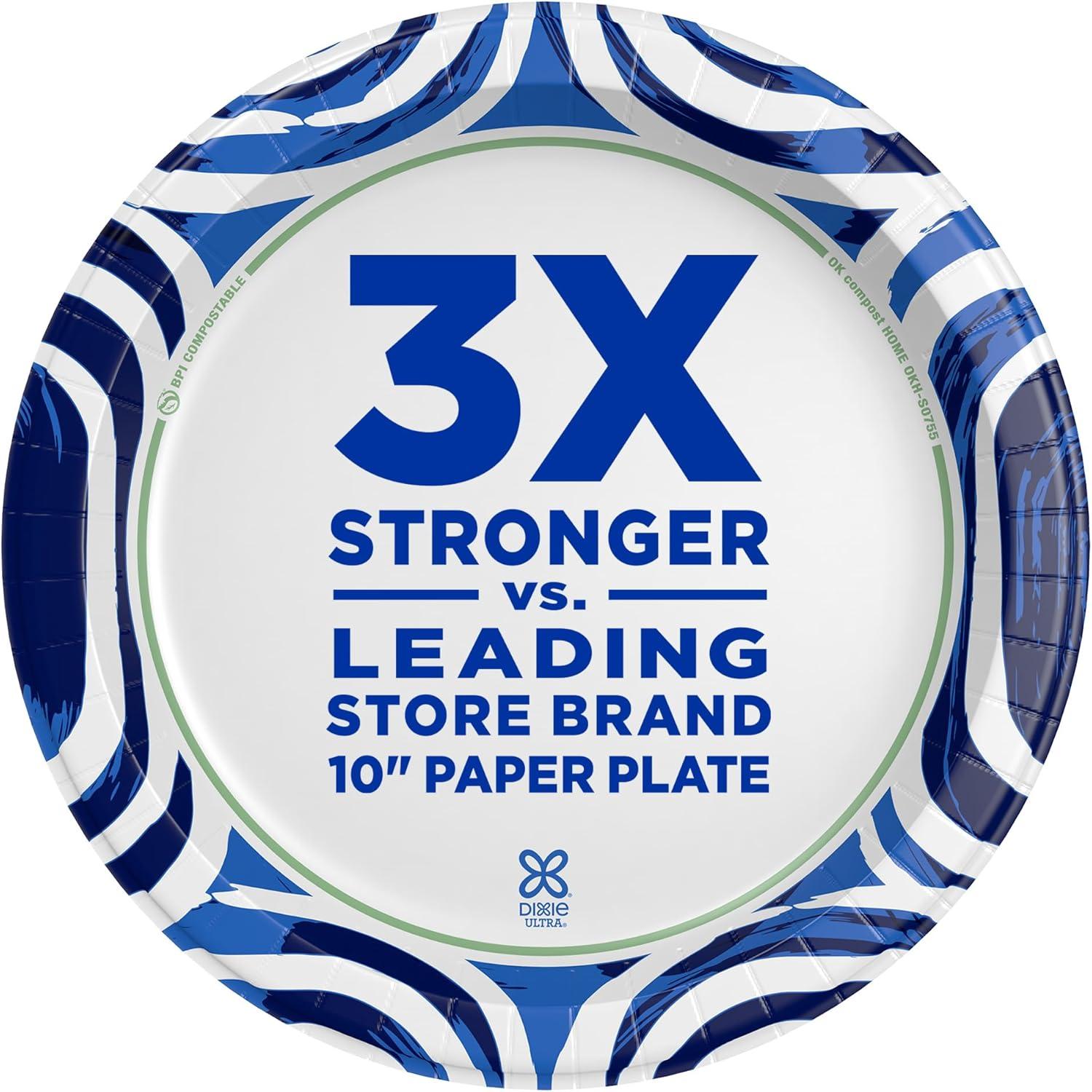 image:imageDixie Ultra Large Paper Plates 10 Inch 43 Count Pack of 4 3X Stronger Heavy Duty MicrowaveSafe SoakProof Cut Resistant Disposable Plates for Heavy Messy Meals100 Count Pack of 4