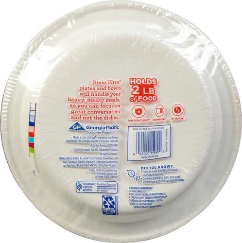 image:imageDixie Ultra Large Paper Plates 10 Inch 43 Count Pack of 4 3X Stronger Heavy Duty MicrowaveSafe SoakProof Cut Resistant Disposable Plates for Heavy Messy Meals100 Count Pack of 4