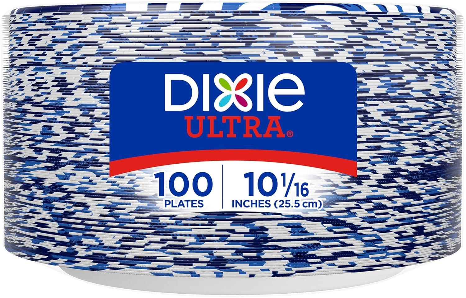 image:imageDixie Ultra Large Paper Plates 10 Inch 43 Count Pack of 4 3X Stronger Heavy Duty MicrowaveSafe SoakProof Cut Resistant Disposable Plates for Heavy Messy Meals100 Count Pack of 1
