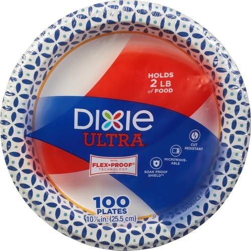 image:imageDixie Ultra Large Paper Plates 10 Inch 43 Count Pack of 4 3X Stronger Heavy Duty MicrowaveSafe SoakProof Cut Resistant Disposable Plates for Heavy Messy Meals100 Count Pack of 4