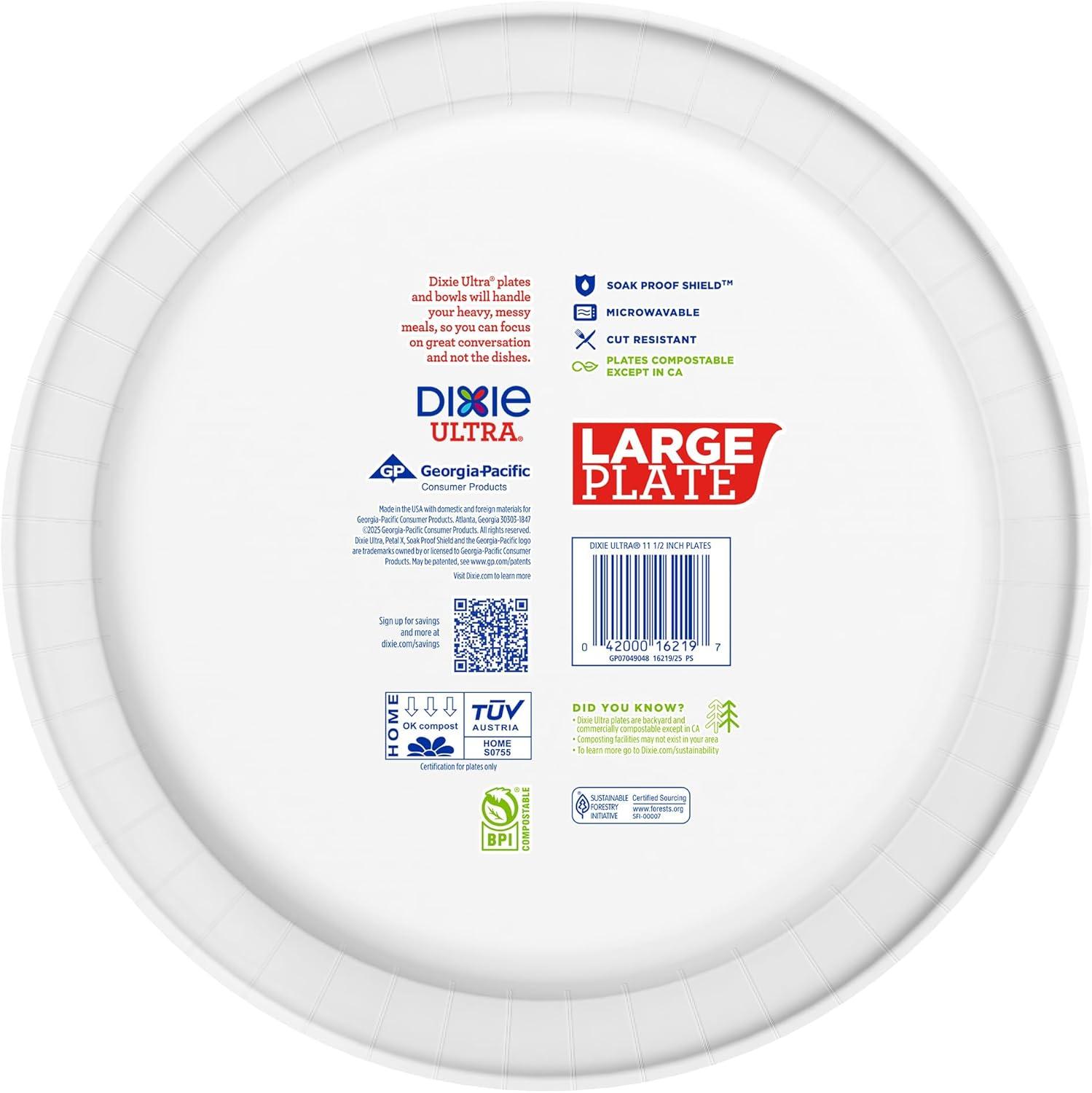 image:imageDixie Ultra Large Paper Plates 11 Inch 25 Count 3X Stronger Heavy Duty MicrowaveSafe SoakProof Cut Resistant Great for Heavy Messy MealsExtra Large Pack of 1