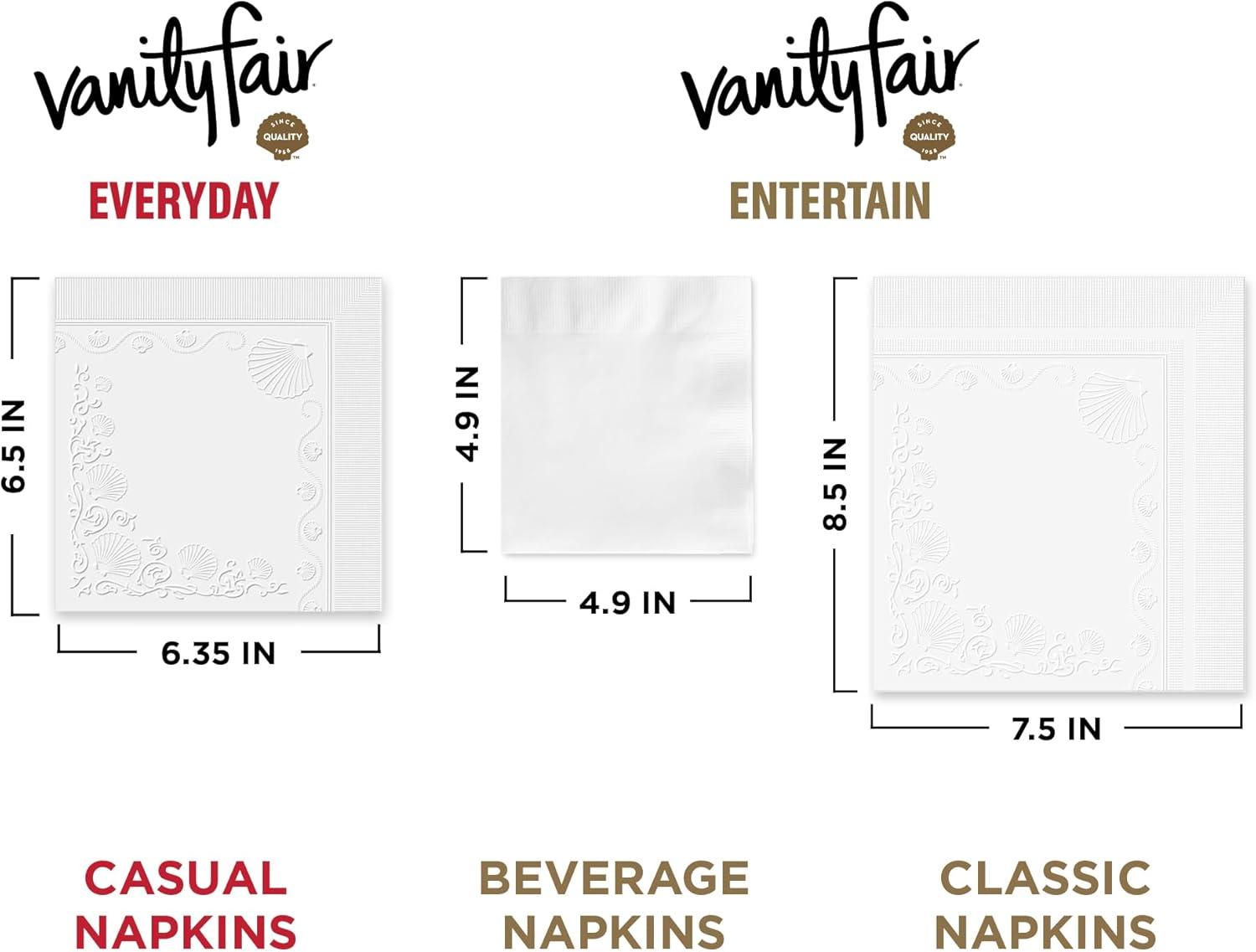 image:imageVanity Fair Entertain Beverage Paper Napkins White 2Ply 40 Count 49 x 49 Disposable Napkins for Entertaining40 Count Pack of 1