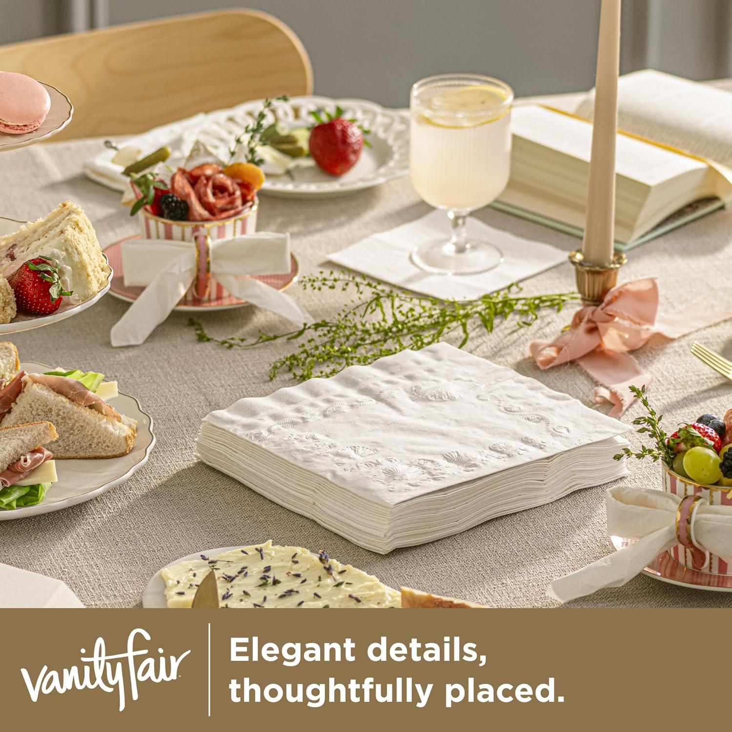 image:imageVanity Fair Entertain Beverage Paper Napkins White 2Ply 40 Count 49 x 49 Disposable Napkins for Entertaining40 Count Pack of 1