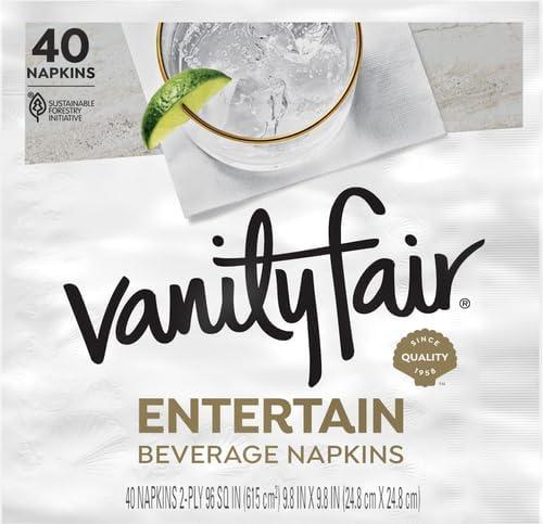 image:imageVanity Fair Entertain Beverage Paper Napkins White 2Ply 40 Count 49 x 49 Disposable Napkins for Entertaining40 Count Pack of 12
