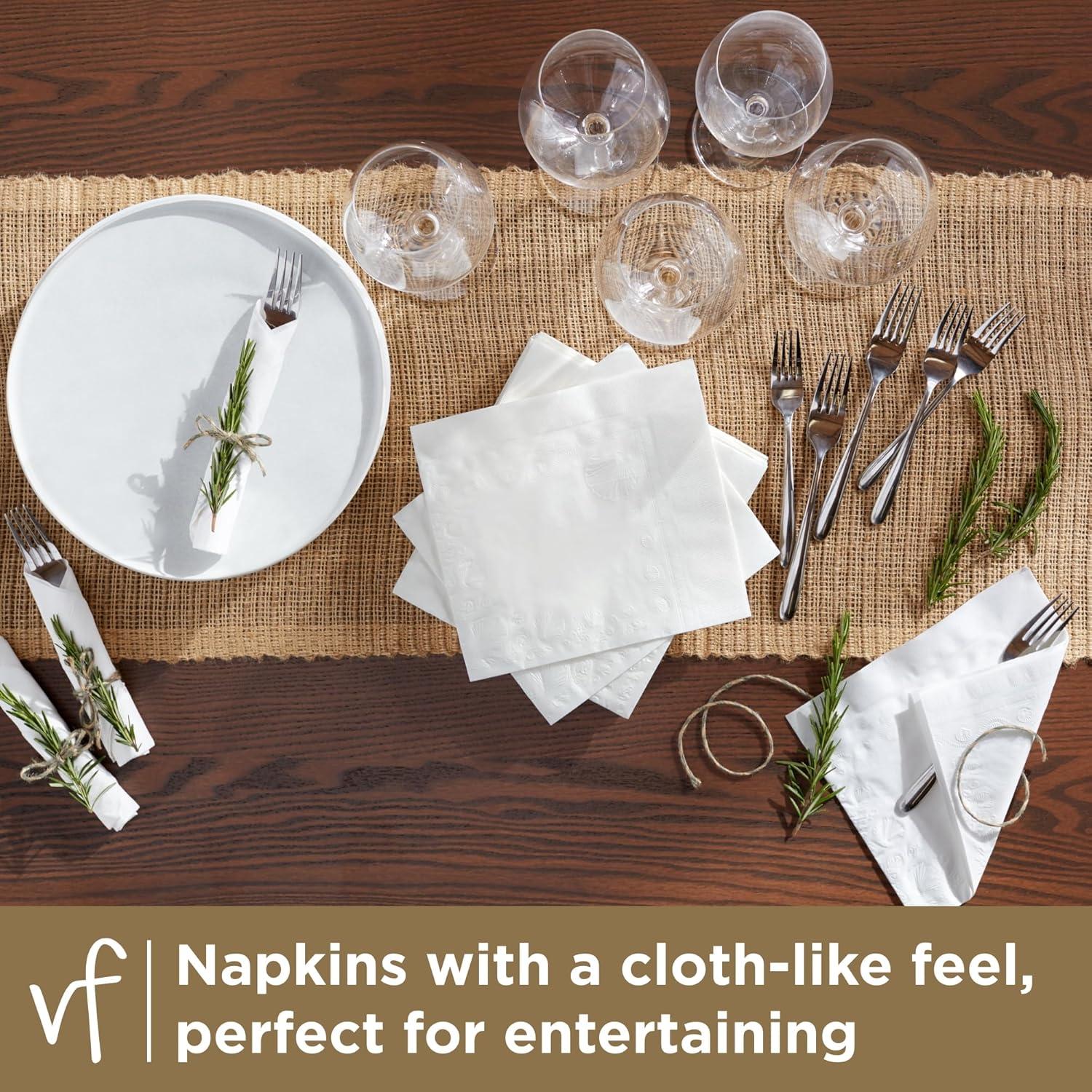 image:imageVanity Fair Entertain Beverage Paper Napkins White 2Ply 40 Count 49 x 49 Disposable Napkins for Entertaining40 Count Pack of 12