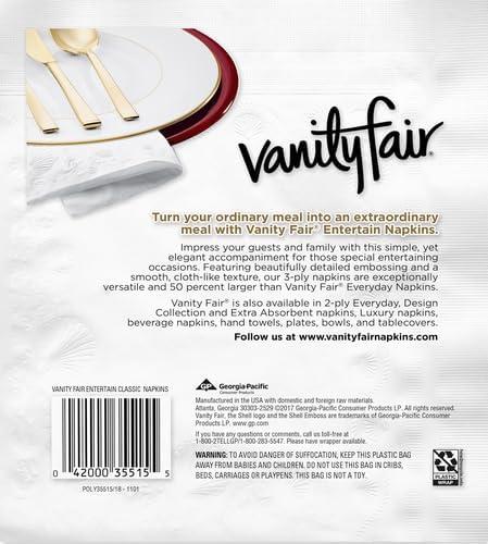 image:imageVanity Fair Entertain Paper Napkins 40 Count Pack of 8 Disposable Napkins Made For Entertaining And Events40 Count Pack of 4