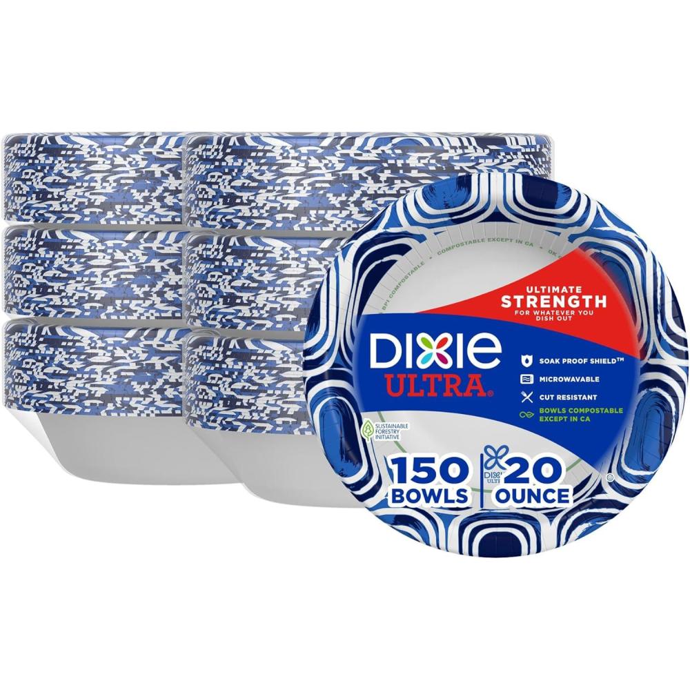 image:imageDixie Ultra Large Paper Bowls 20 Oz 25 Count Pack of 6 Microwave Safe Compostable Disposable Bowls Great For Breakfast Lunch And Dinner Meals25 Count Pack of 6