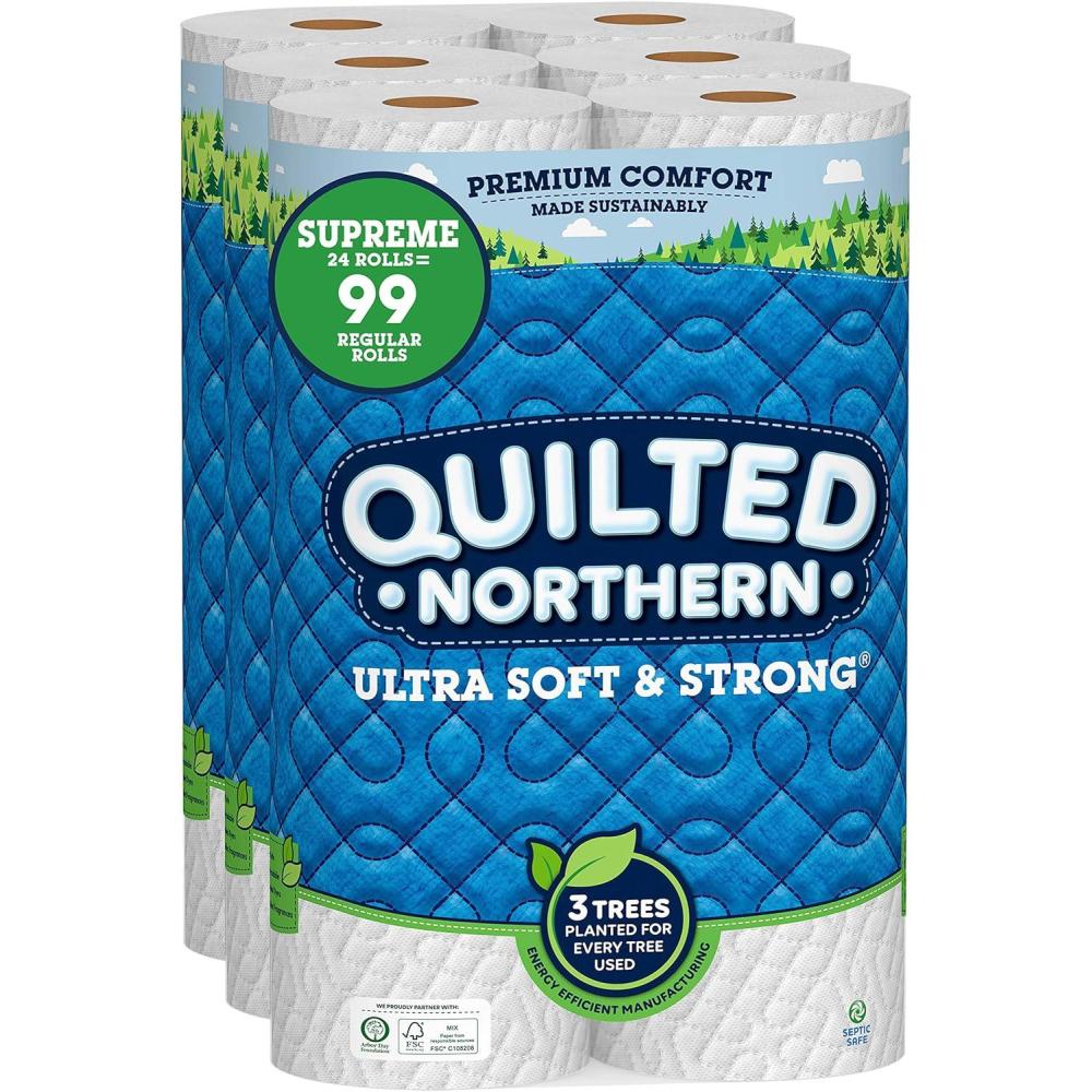 image:imageQuilted Northern Ultra Soft amp Strong Toilet Paper 18 Mega Rolls  72 Regular Rolls 5X Stronger Premium Soft Toilet Tissue8 Count Pack of 3