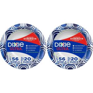 Dixie Ultra, Large Paper Bowls, 20 Oz, 25 Count (Pack of 6), Microwave Safe, Compostable, Disposable Bowls Great For Breakfast, Lunch, And Dinner Meals(56 Count (Pack of 2))