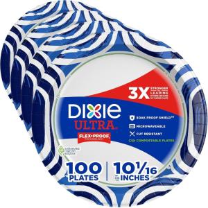 Dixie Ultra, Large Paper Plates, 10 Inch, 43 Count (Pack of 4), 3X Stronger*, Heavy Duty, Microwave-Safe, Soak-Proof, Cut Resistant, Disposable Plates for Heavy, Messy Meals(100 Count (Pack of 4)