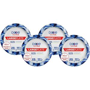 Dixie Ultra, Large Paper Plates, 11 Inch, 25 Count, 3X Stronger*, Heavy Duty, Microwave-Safe, Soak-Proof, Cut Resistant, Great for Heavy, Messy Meals(Extra Large (Pack of 4))