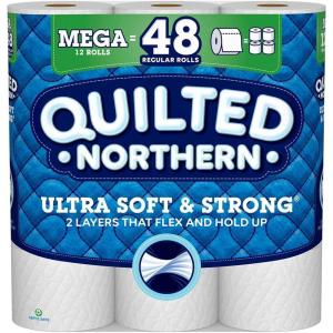 Quilted Northern Ultra Soft & Strong Toilet Paper, 18 Mega Rolls = 72 Regular Rolls, 5X Stronger*, Premium Soft Toilet Tissue(12 Count)