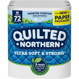 Quilted Northern Ultra Soft & Strong Toilet Paper, 18 Mega Rolls = 72 Regular Rolls, 5X Stronger*, Premium Soft Toilet Tissue(1968 Count (Pack of 3))