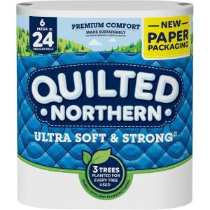 Quilted Northern Ultra Soft & Strong Toilet Paper, 18 Mega Rolls = 72 Regular Rolls, 5X Stronger*, Premium Soft Toilet Tissue(6 Count (Pack of 1))