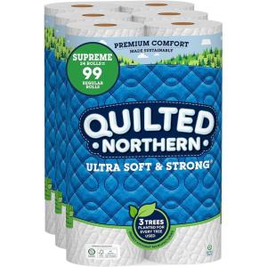 Quilted Northern Ultra Soft & Strong Toilet Paper, 18 Mega Rolls = 72 Regular Rolls, 5X Stronger*, Premium Soft Toilet Tissue(8 Count (Pack of 3))