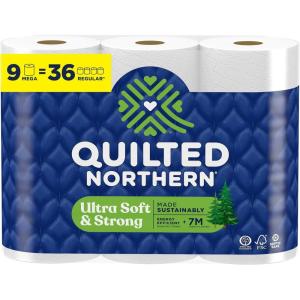 Quilted Northern Ultra Soft & Strong Toilet Paper, 18 Mega Rolls = 72 Regular Rolls, 5X Stronger*, Premium Soft Toilet Tissue(9 CT)
