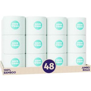 Save Trees Bamboo Toilet Paper -24 Rolls Of Septic Safe Organic Toilet Paper 3-ply, 300 Sheets Per Roll – PFAs Free, FSC Certified, Plastic & Chemical Free – For Home, Boat & RV Use(48)