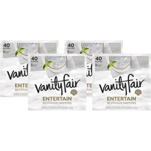 Vanity Fair Entertain Beverage Paper Napkins, White, 2-Ply, 40 Count, 4.9″ x 4.9″, Disposable Napkins for Entertaining(40 Count (Pack of 4))